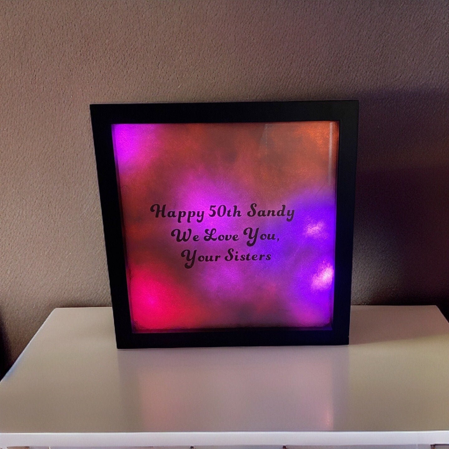 Color Changing Shadow Box With Personalization LED Cloud Effect