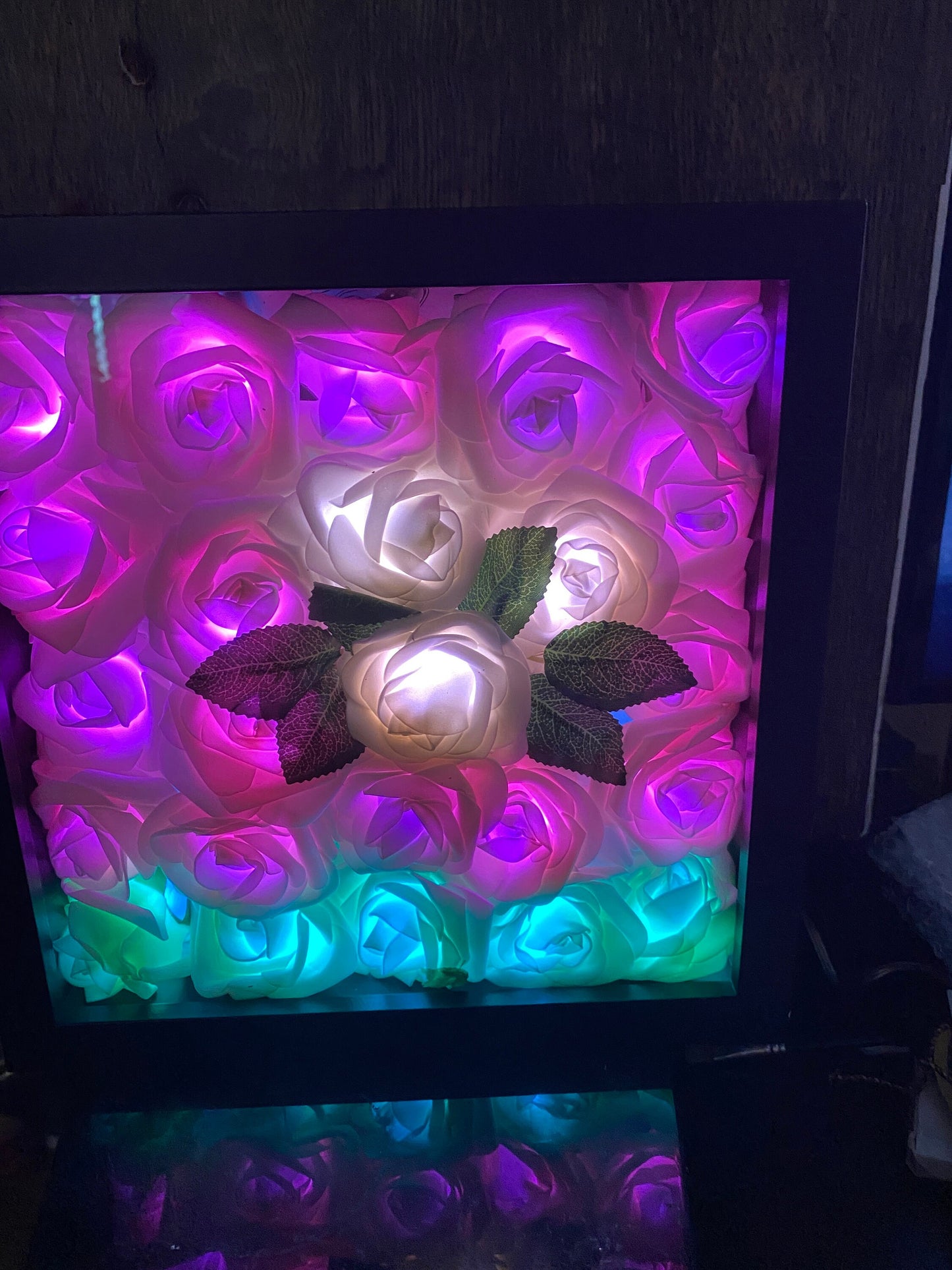 Flower Shadow Box Personalize Message, Bedsids Table Lamp, Desk Lamp, Night Light