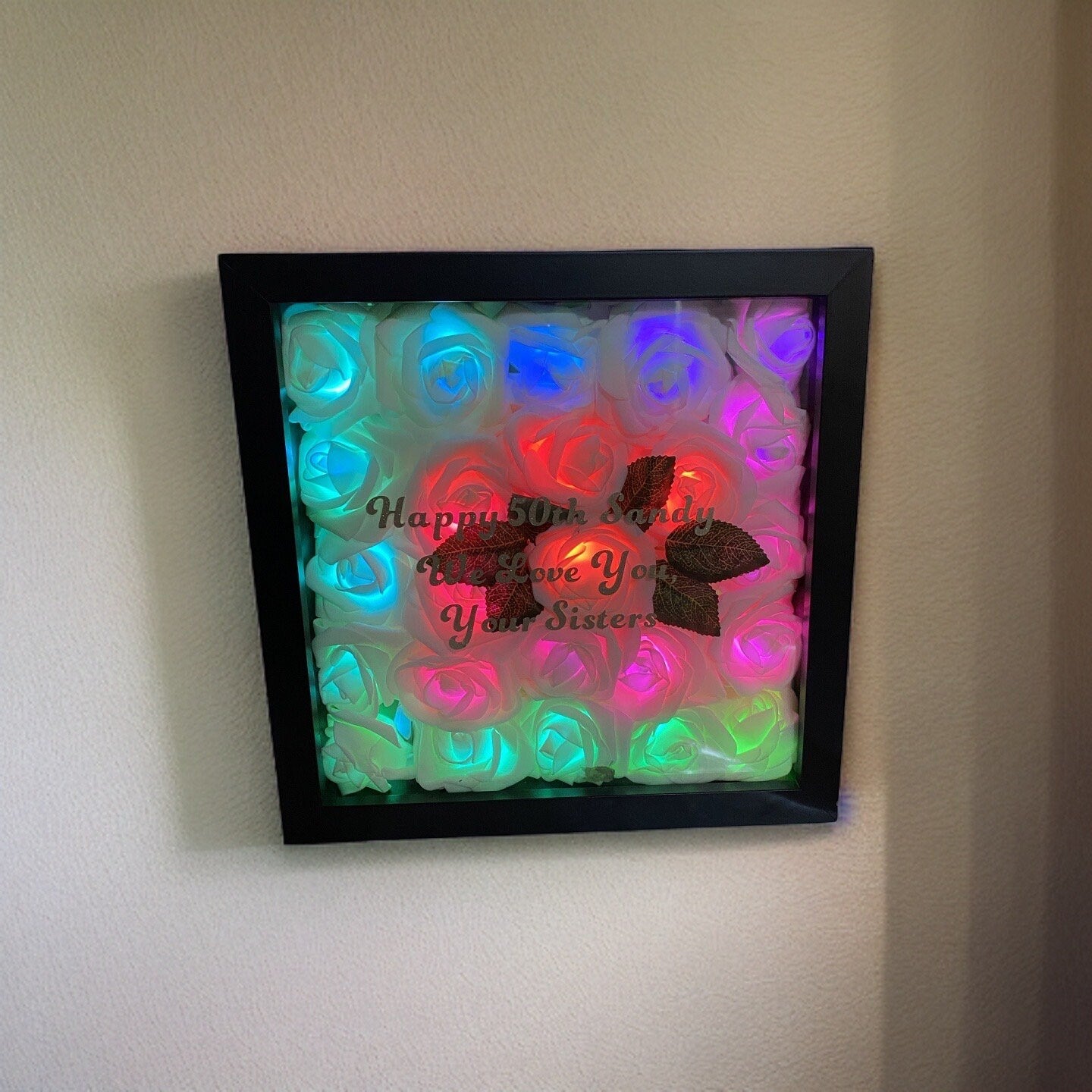 Flower Shadow Box Personalize Message, Bedsids Table Lamp, Desk Lamp, Night Light