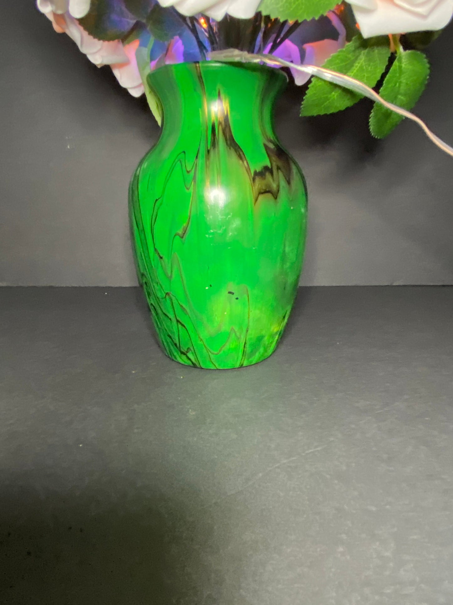 One of a Kind FLOWER Lamp, Tree of Life, Mood Lighting, Unique Lighting, Painted Glass Vase, Night Light