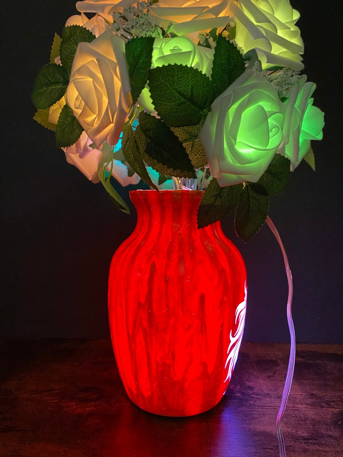 One of a Kind LEO Rose Flower Lamp, Bedside Table Lamp, Indie Room Decor, Living Room Lamp, USB Lamp, Color Changing Lamp, Night Light