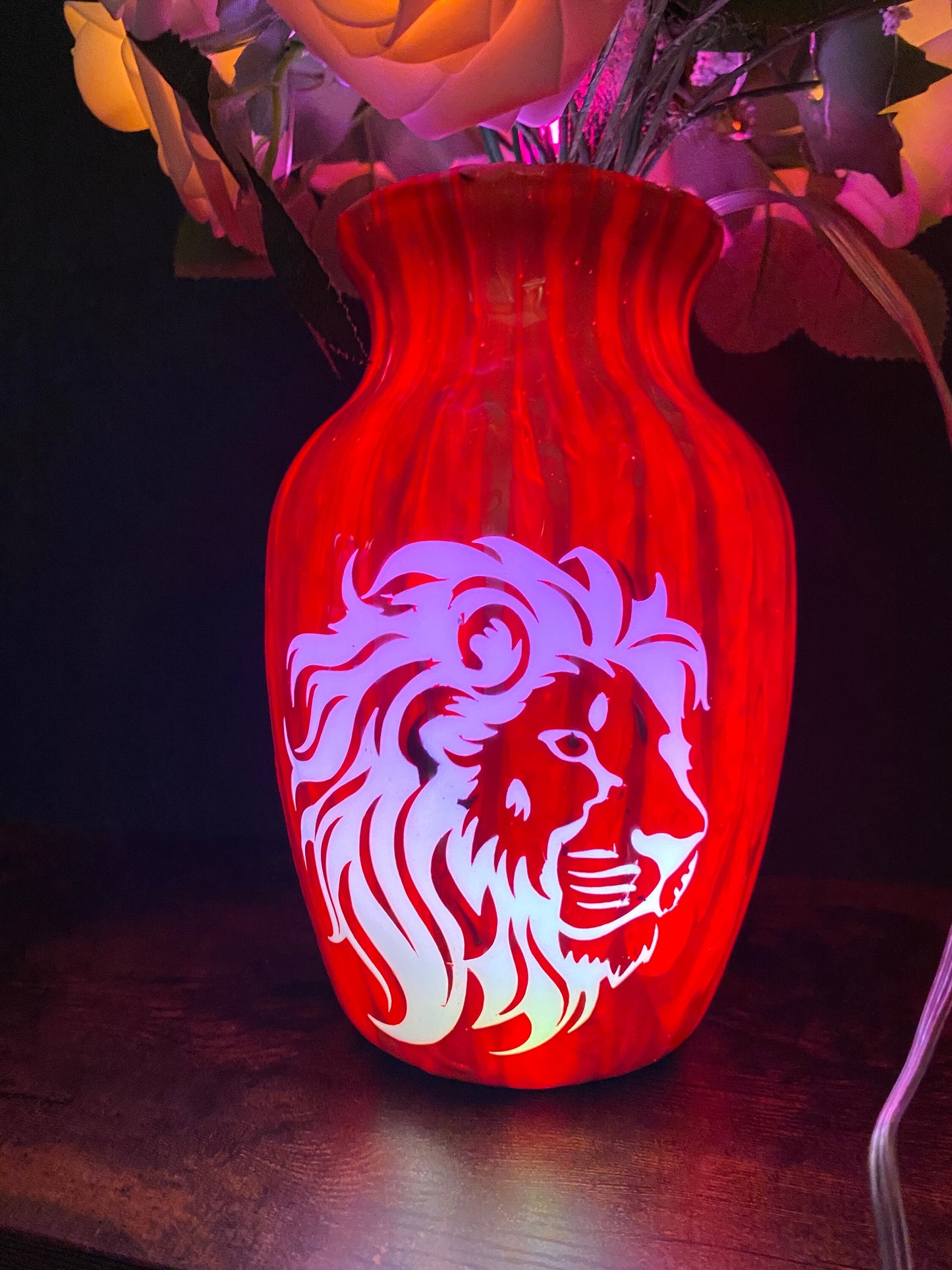 One of a Kind LEO Rose Flower Lamp, Bedside Table Lamp, Indie Room Decor, Living Room Lamp, USB Lamp, Color Changing Lamp, Night Light