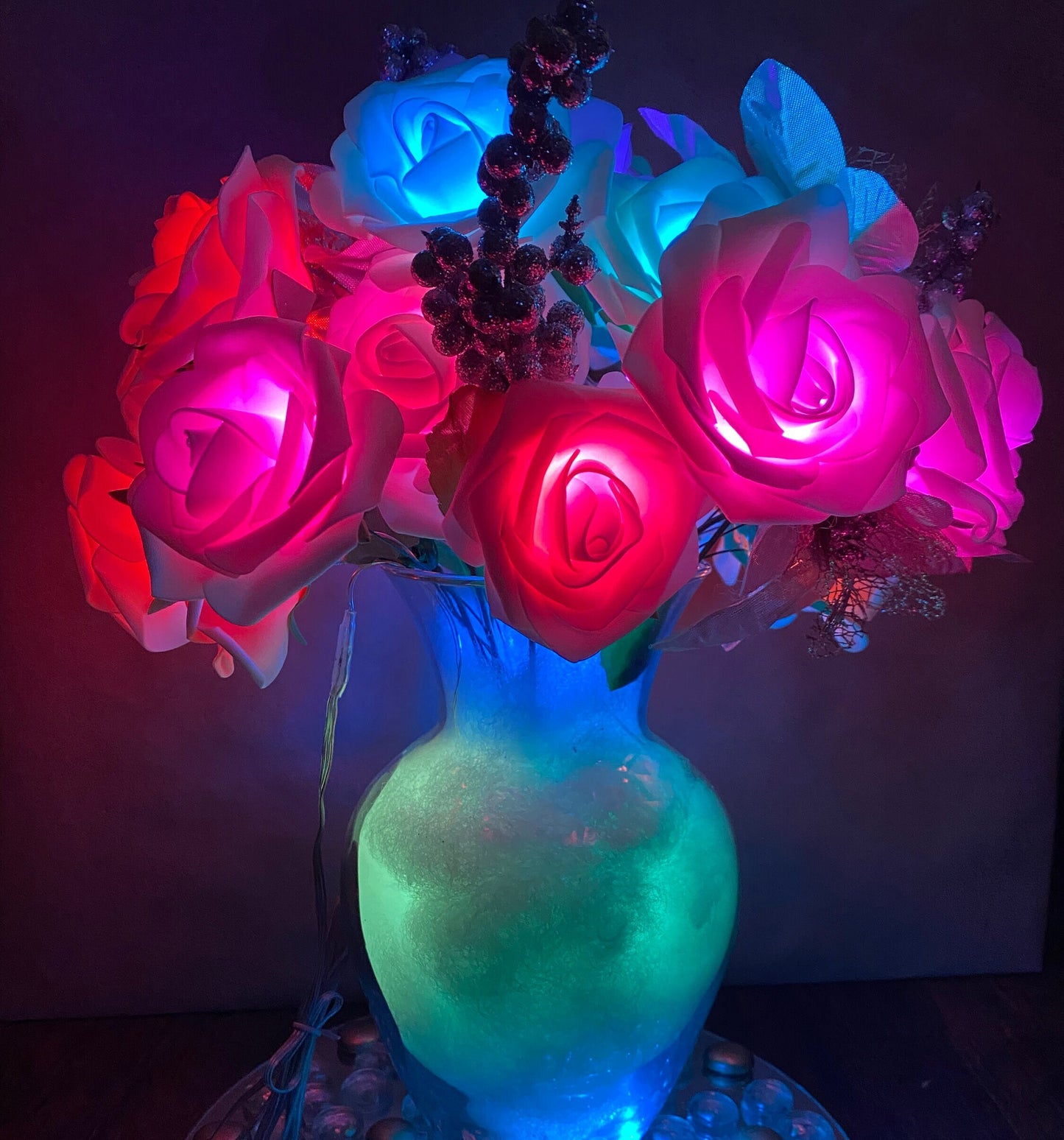 Personalized Rose Flower Lamp, color mood lighting, Bedside Table Lamp, Wedding Centerpiece, One of a Kind Cloud Lamp, Night Light