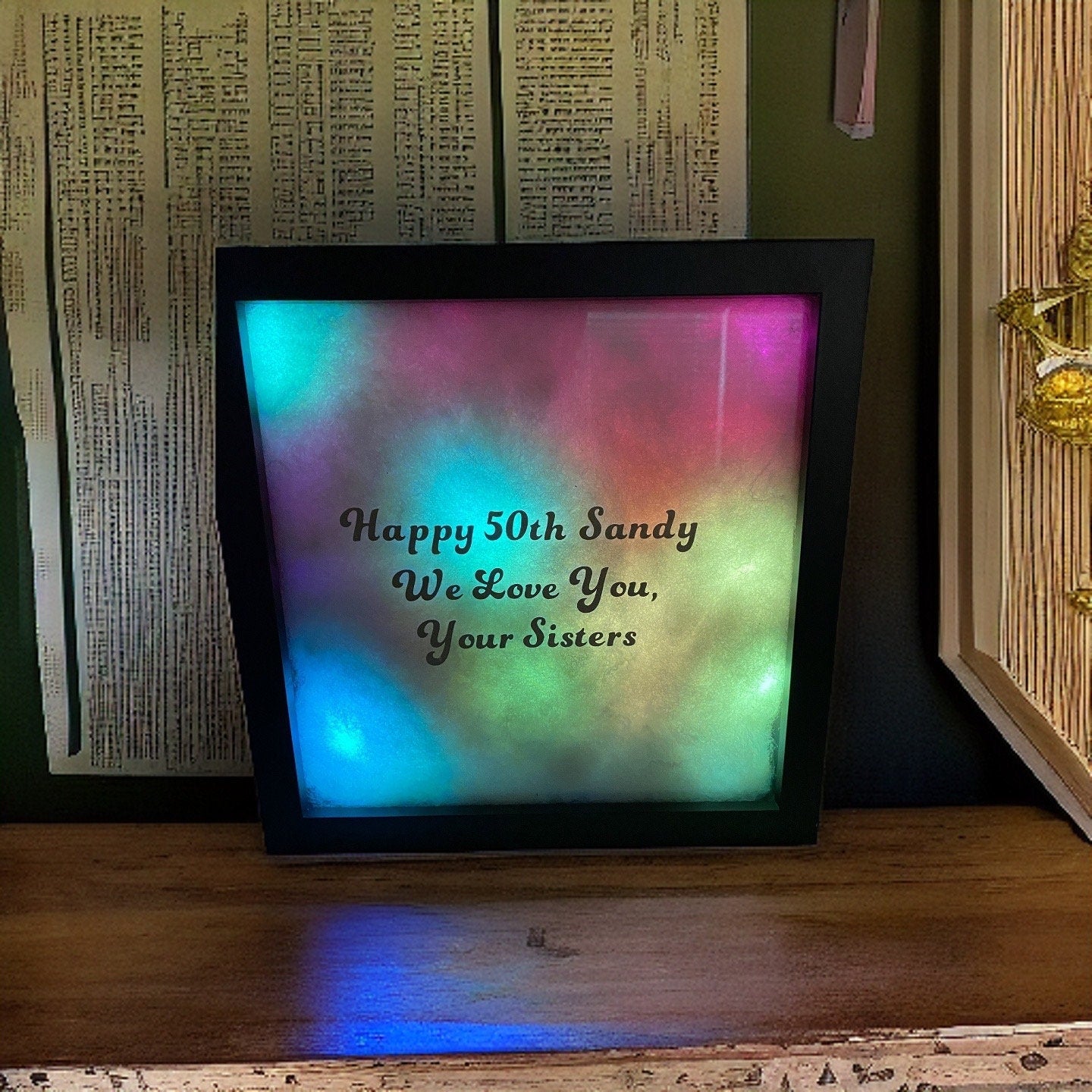 Color Changing Shadow Box With Personalization LED Cloud Effect