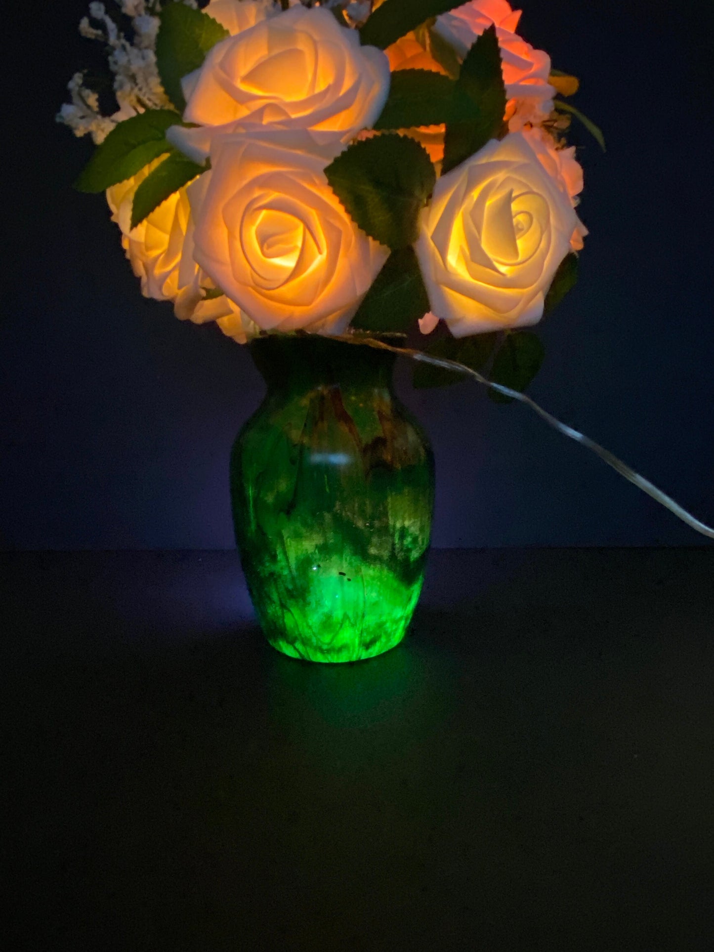 One of a Kind FLOWER Lamp, Tree of Life, Mood Lighting, Unique Lighting, Painted Glass Vase, Night Light