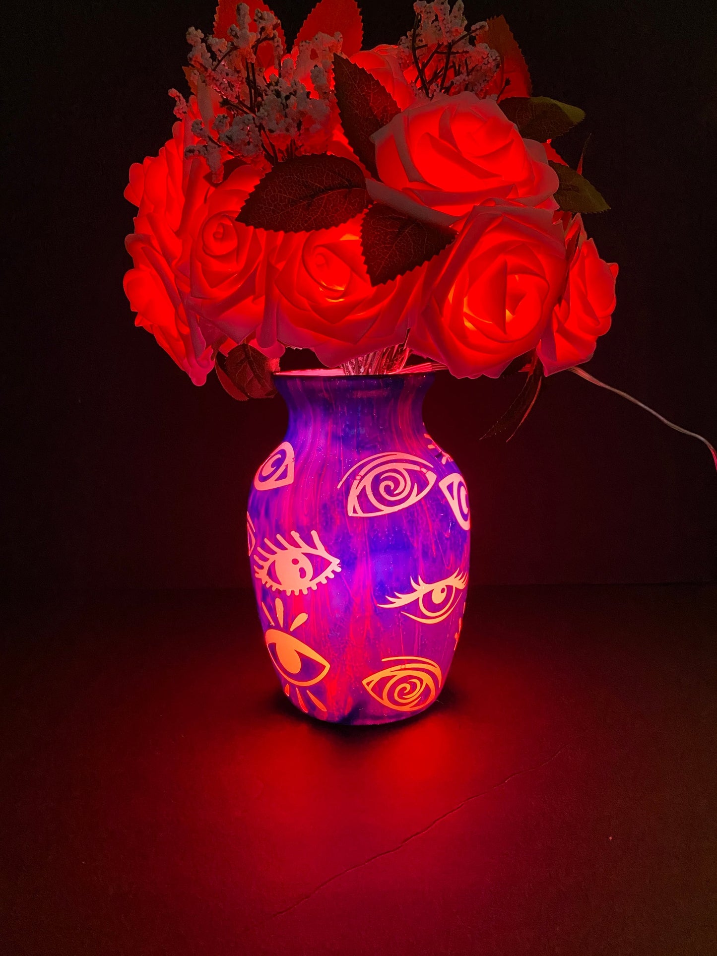 The Third Eye Rose Flower Lamp, One of Kind Lamp, Bedside Table Lamp, Color Changing Lamps, Handmade Home Decor, USB Operated