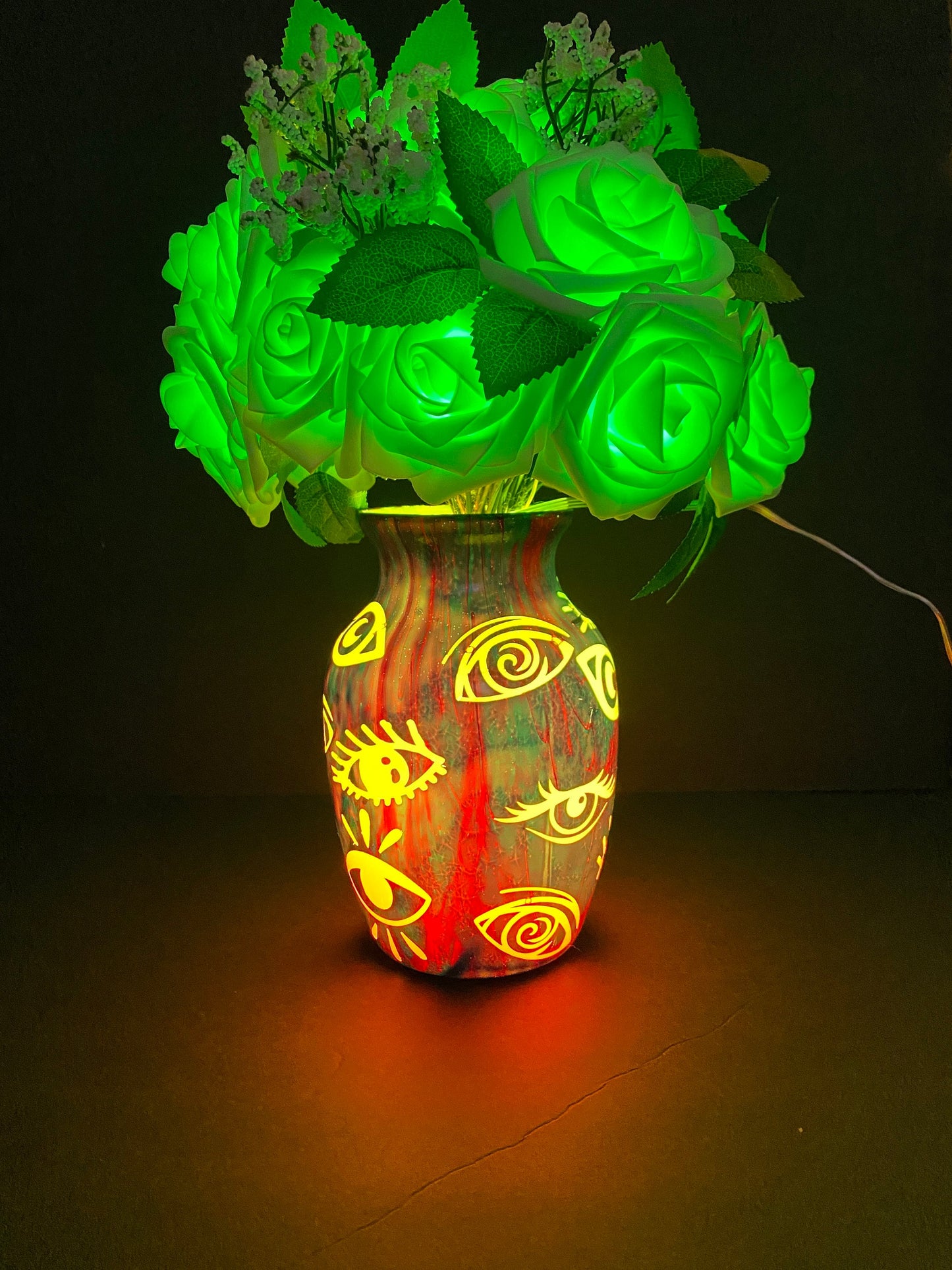 The Third Eye Rose Flower Lamp, One of Kind Lamp, Bedside Table Lamp, Color Changing Lamps, Handmade Home Decor, USB Operated